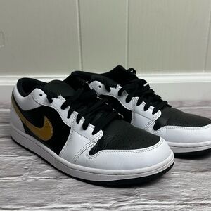 Nike Air Jordan 1 Low White / Black / Metallic Gold Mens 10.5